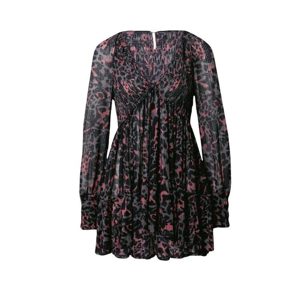 Free People black & pink leopard print blouse with long sleeves - Picture 2 of 6